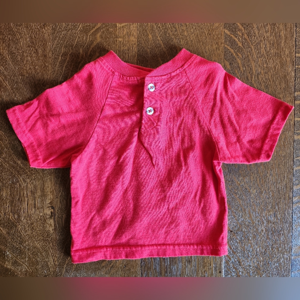 Vintage Baby Boy Tee Shirt Red 12month Okie Dokie